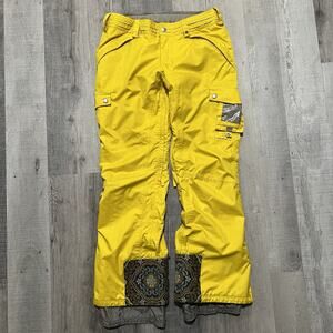 Burton Dryride Ski Snow Pants Yellow Baggy Floral Print Snowboarding Womens M